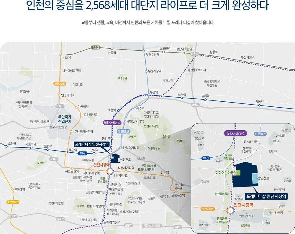 포레나더샵 인천시청역 입지환경 지도